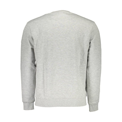 Back view of North Sails Gray Cotton Men Sweater featuring long sleeves and crew neck.