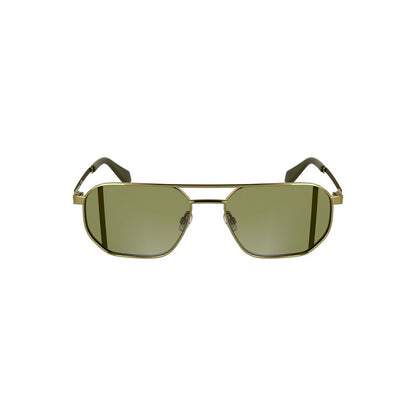 Calvin Klein Gold Metal Men Sunglass with sleek frame and green square lenses, offering stylish eye protection with luxury appeal.