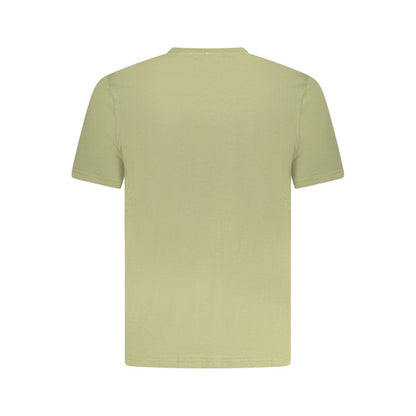 K-WAY Green Cotton T-Shirt with short sleeves, crew neck, logo application, and one pocket viewed from the back.