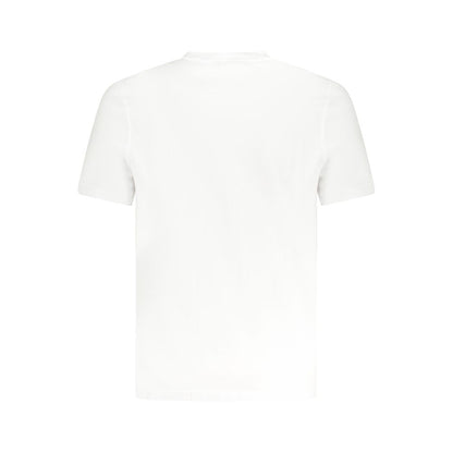 Back view of K-WAY White Cotton T-Shirt with short sleeves and crew neck.