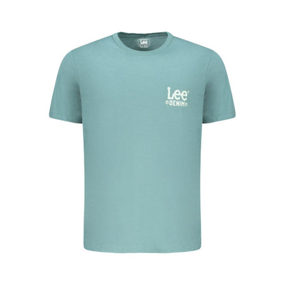 Lee Green Cotton Men T-Shirt with logo, short sleeve, crew neck, 100% cotton, regular fit, vibrant green color, breathable fabric.