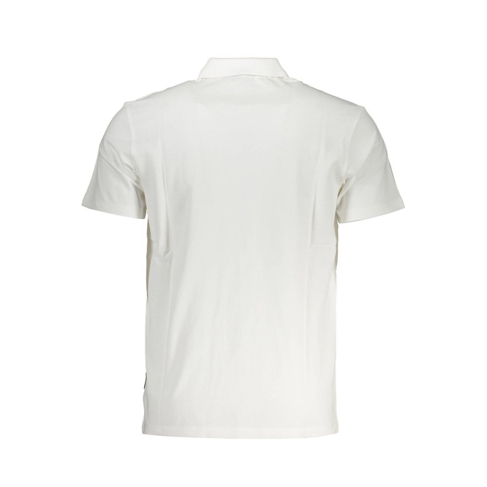 Back view of Napapijri White Cotton Men Polo Shirt with short sleeves and classic design.