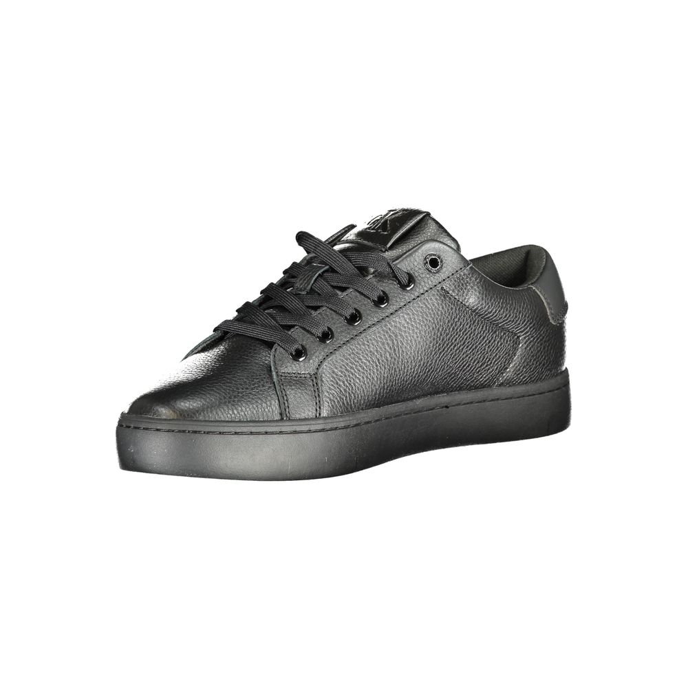 Calvin Klein Black Polyethylene Men Sneaker featuring sleek design with removable footbed for maximum comfort and iconic branding.