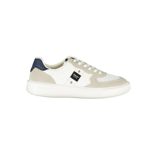 Blauer White Leather Men Sneaker with contrasting details and brand logo, premium streetwear style footwear for comfort and fashion.