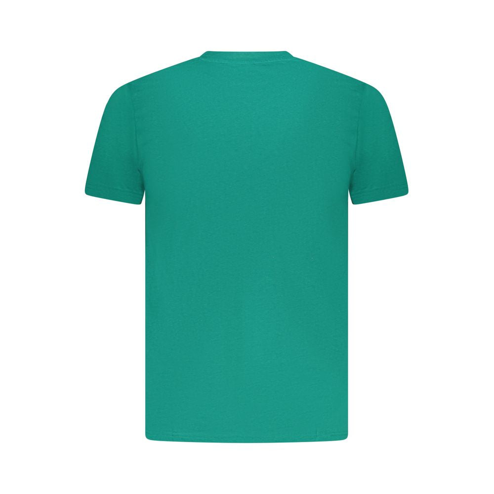 Cavalli Class Green Cotton Men T-Shirt back view, showcasing vibrant color and luxurious cotton fabric for bold fashion statement.