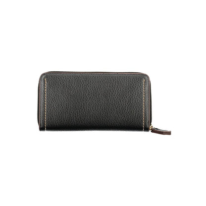Mario Valentino Black Polyethylene Women Wallet with zip closure and 5 compartments, featuring chic contrasting details for trendsetters.
