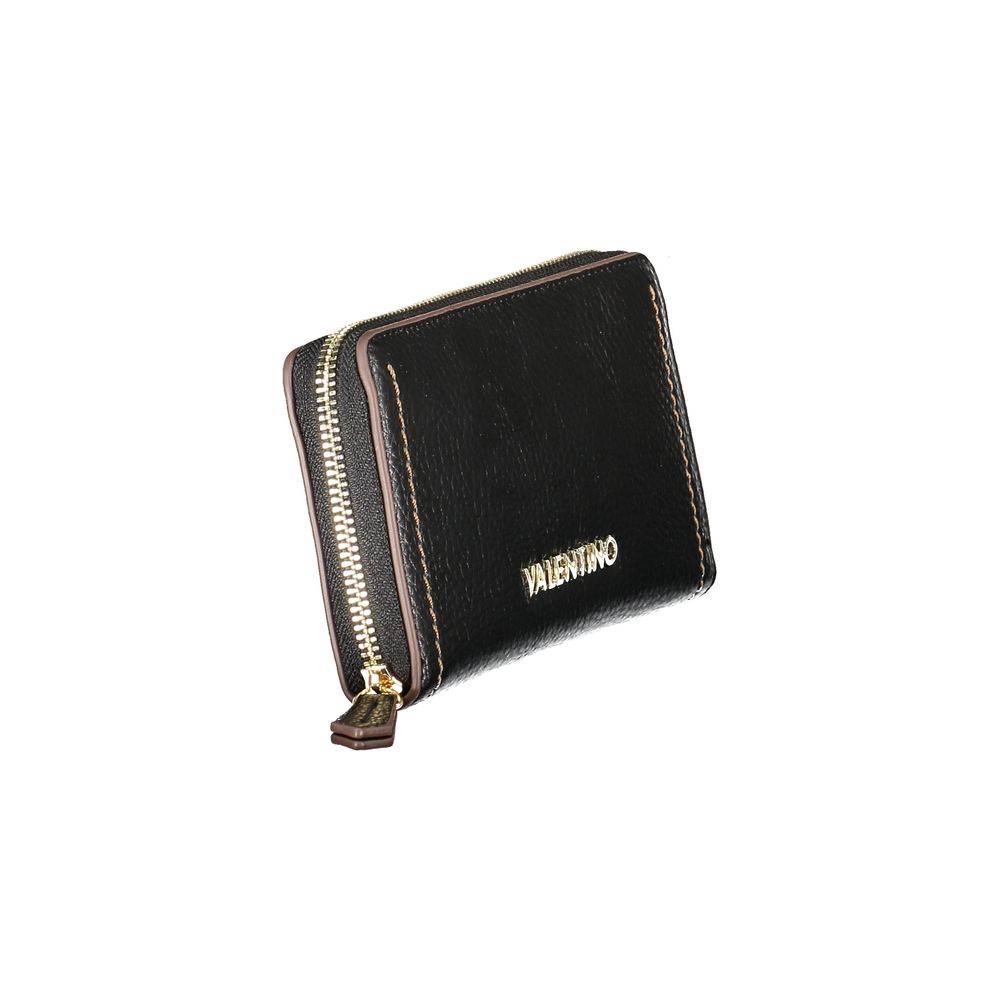 Mario Valentino Black Polyethylene Women Wallet with zip closure and bold design.