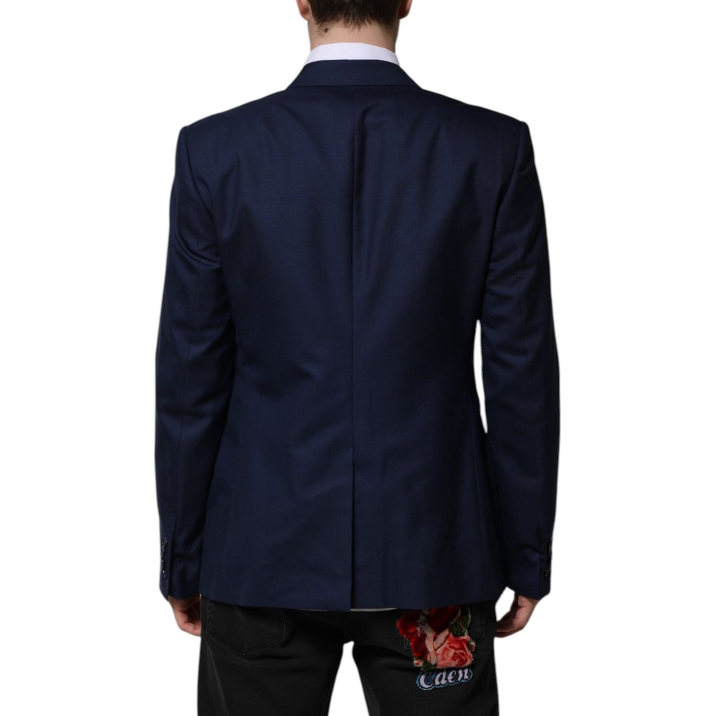 Dolce & Gabbana Blue Wool Single Breasted Suit Coat Blazer