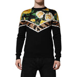 Dolce & Gabbana Black Silk Floral Crew Neck Pullover Sweater