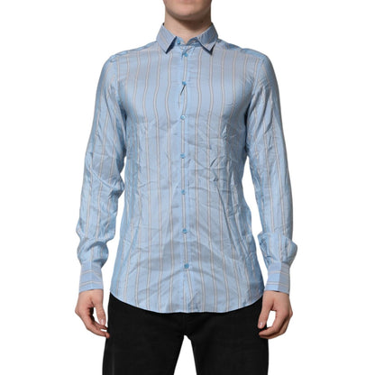 Dolce & Gabbana Blue Striped MARTINI Long Sleeve Dress Shirt