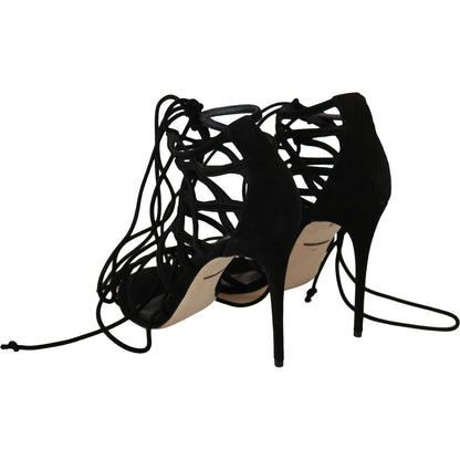 Dolce & Gabbana Black Suede Strap Stilettos Sandals