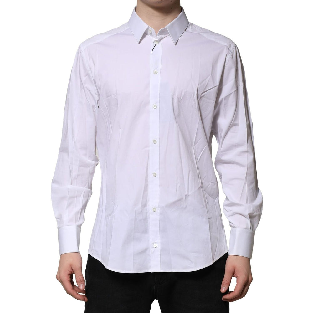 Dolce & Gabbana White Cotton GOLD Long Sleeves Dress Shirt