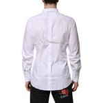 Dolce & Gabbana White Cotton GOLD Long Sleeves Dress Shirt