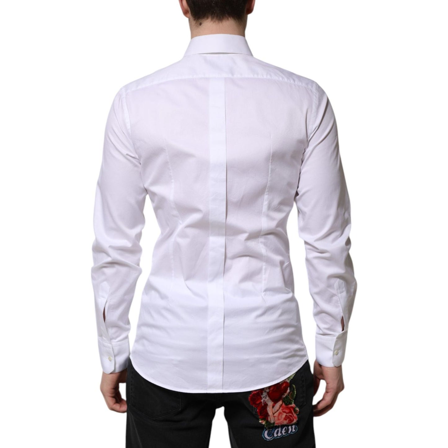 Dolce & Gabbana White Cotton GOLD Long Sleeve Men Dress Shirt TSH906932-39