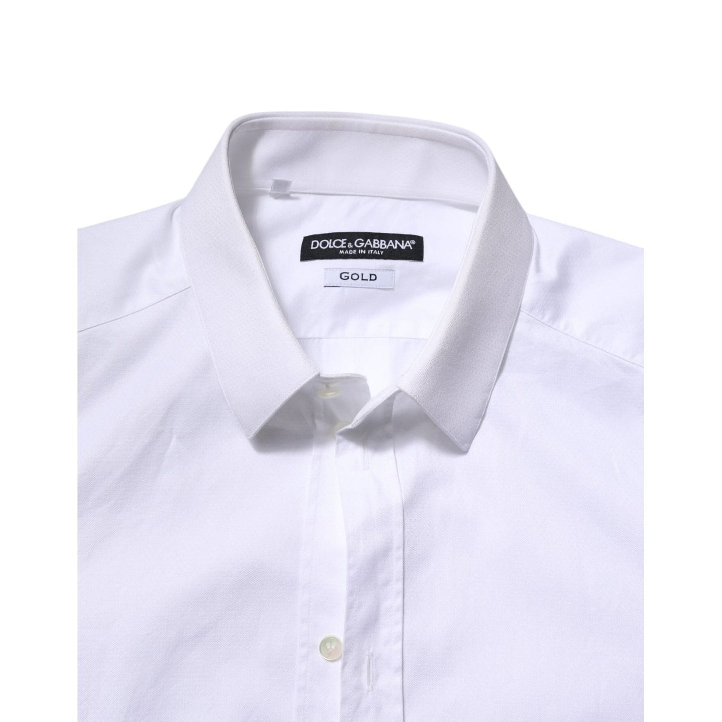 Dolce & Gabbana White Cotton GOLD Long Sleeve Men Dress Shirt TSH906932-39