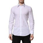 Dolce & Gabbana White Cotton GOLD Long Sleeves Dress Shirt