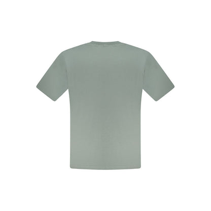 Back view of North Sails Green Cotton Men T-Shirt, short sleeves, crew neck, bold green color with iconic logo. Fashionable and comfortable choice.
