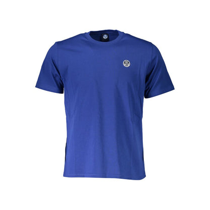 North Sails Blue Cotton Men T-Shirt with crew neck and logo, perfect for casual wear.