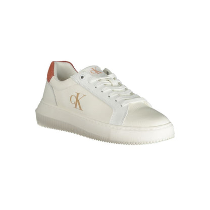 Calvin Klein White Polyethylene Women Sneaker with pink accents and logo, perfect for athleisure style and comfort.
