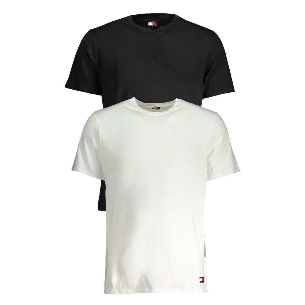 Tommy Hilfiger Black Cotton Underwear short sleeve T-shirt bi-pack with crew neck and logo application in black and white.