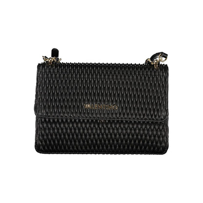 Mario Valentino Black Polyethylene Women Handbag with chain shoulder strap, showcasing chic sophistication and luxury design.