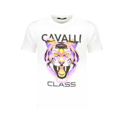 Cavalli Class White Cotton Men T-Shirt