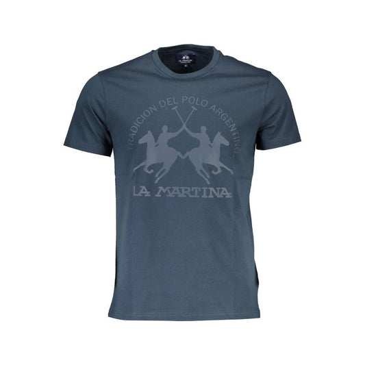 La Martina Blue Cotton Men T-Shirt
