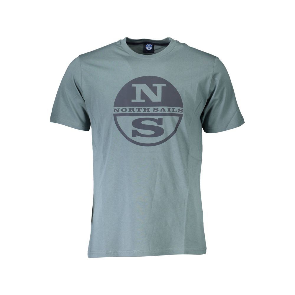 North Sails Green Cotton Men T-Shirt with logo print, luxury sustainable short sleeve crew neck design