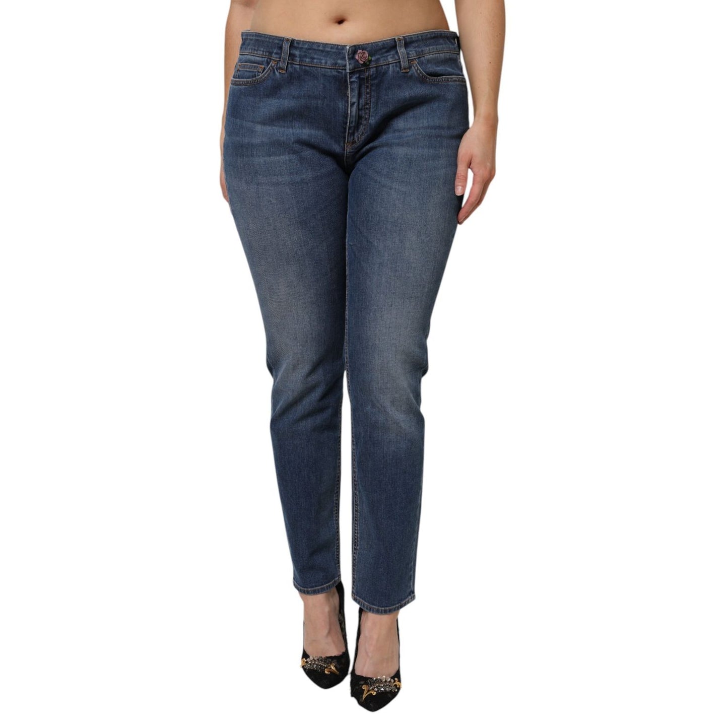 Dolce & Gabbana Blue Low Waist Cotton Skinny Denim Jeans