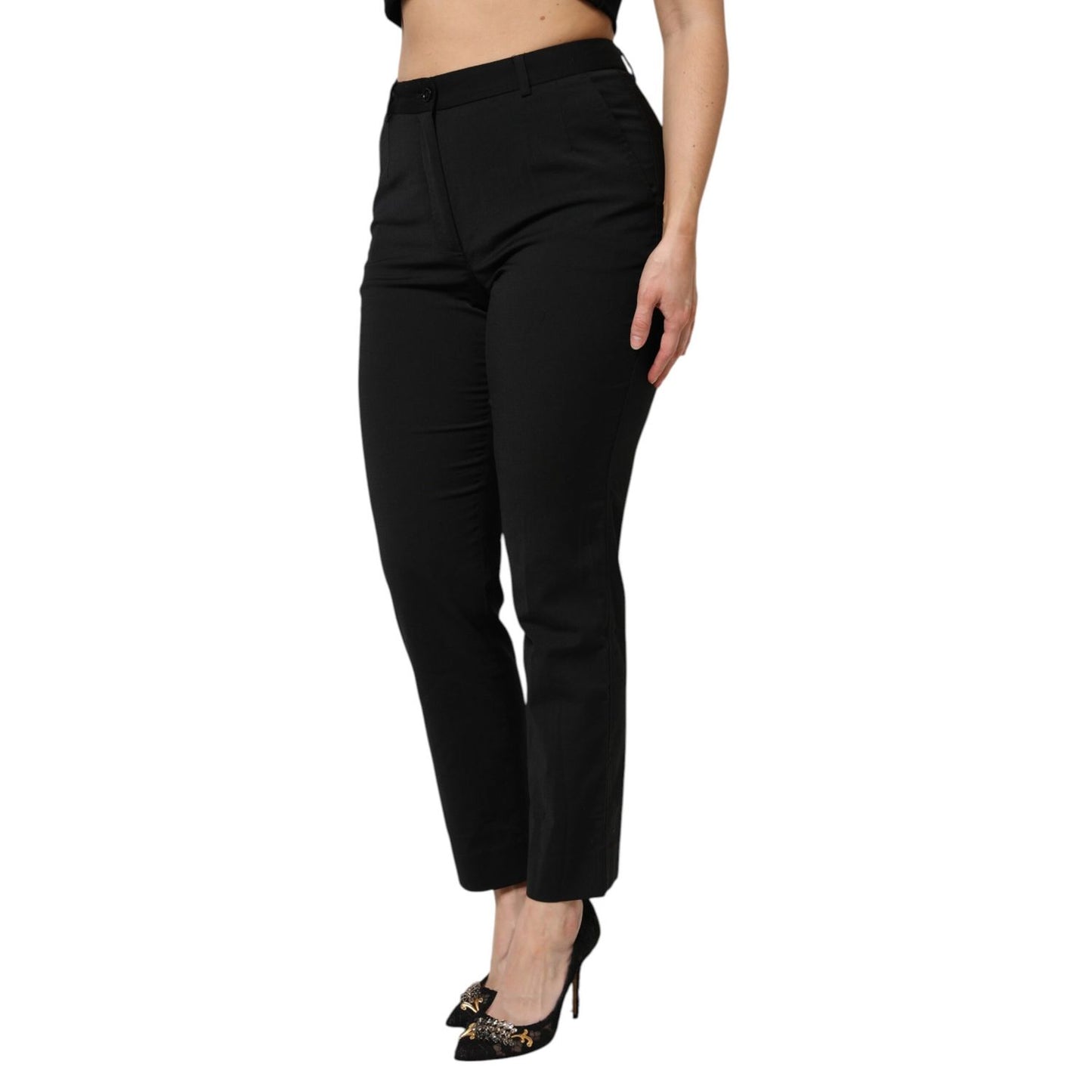 Dolce & Gabbana Black High Waisted Tapered STAFF Pants