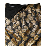 Dolce & Gabbana Black Gold Floral Print Jacquard Mini Skirt SKI2140-44