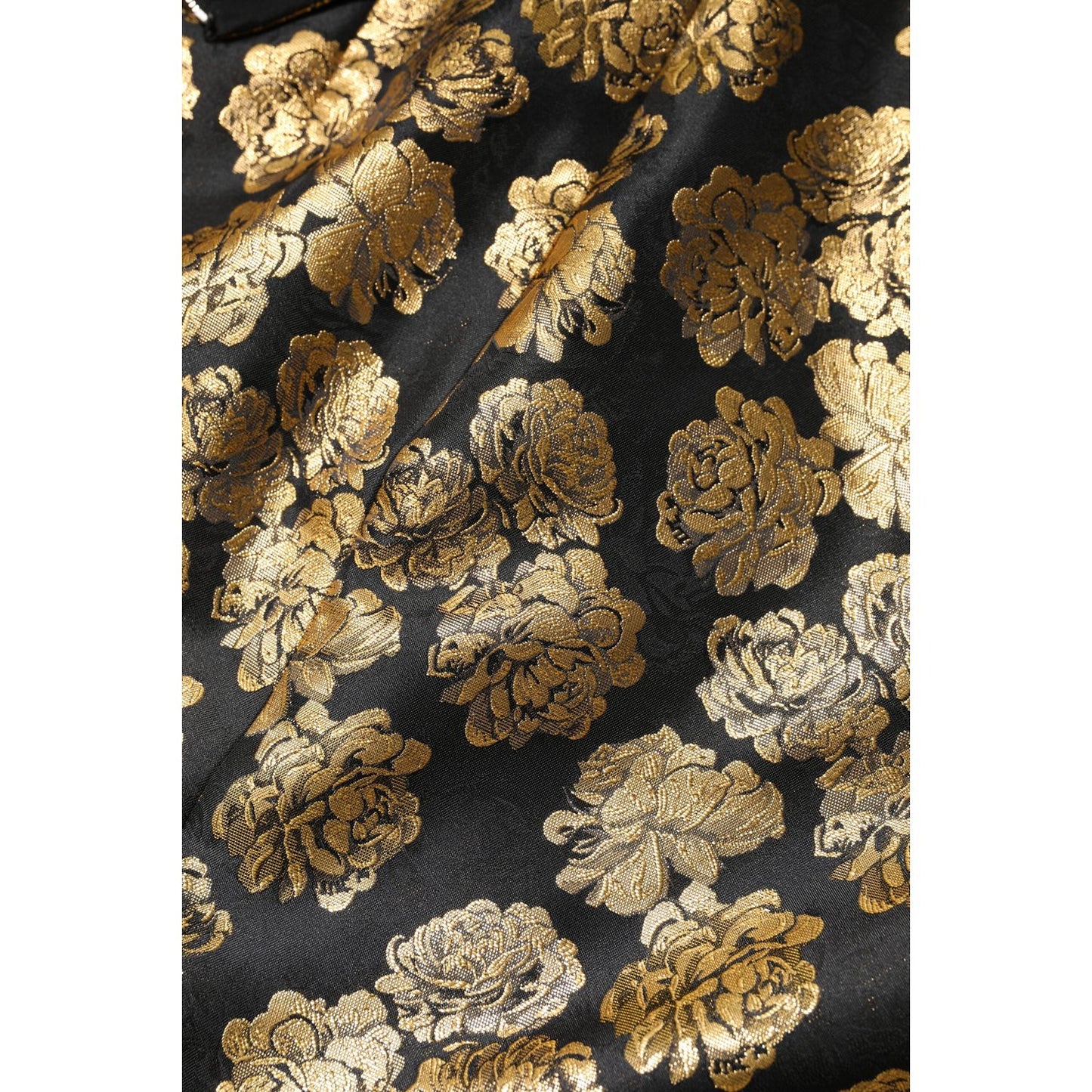Dolce & Gabbana Black Gold Floral Print Jacquard Mini Skirt SKI2140-44
