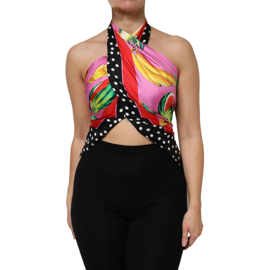 Dolce & Gabbana Multicolor Halter Party Evening Cropped Top THS90414-40