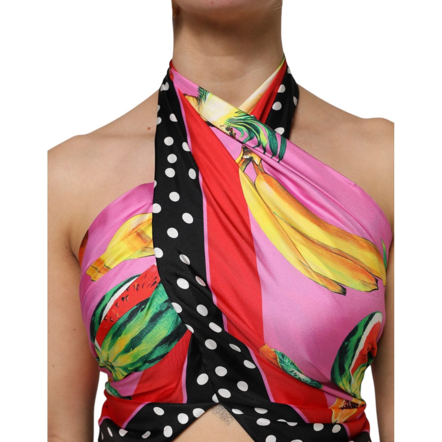 Dolce & Gabbana Multicolor Halter Party Evening Cropped Top THS90414-40