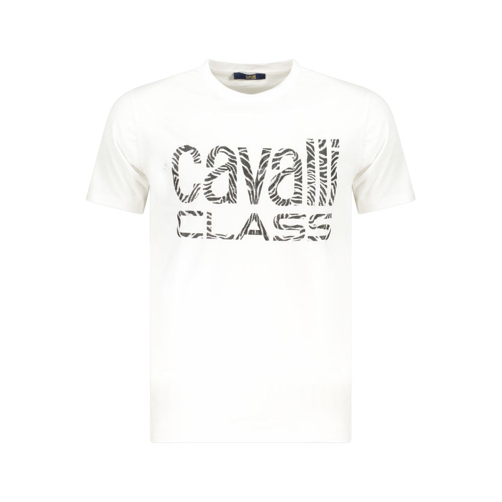 Cavalli Class White Cotton Men T-Shirt CA-36683-M