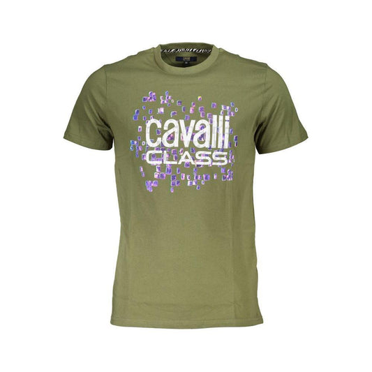 Cavalli Class Green Cotton Men T-Shirt