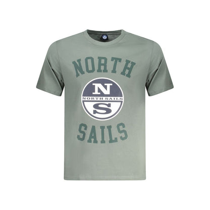 North Sails Green Cotton Men T-Shirt with logo and print