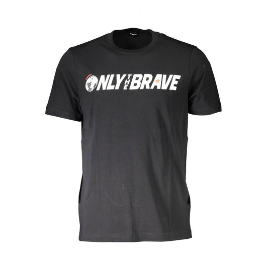 Diesel Black Cotton Men T-Shirt with bold logo text 'Only the Brave' on front
