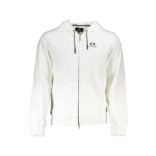 La Martina Elegant White Hooded Sweatshirt for Men LA-27689-XL