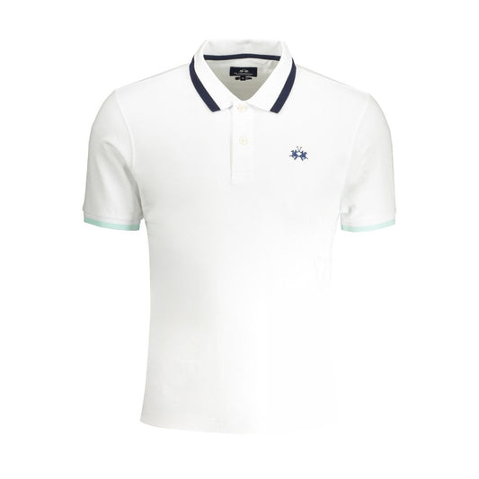 La Martina White Cotton Polo Shirt LA-30436-S