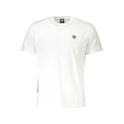 North Sails White Cotton Men T-Shirt with crew neck and logo, short sleeves, breathable and durable fabric, ideal for casual wear.