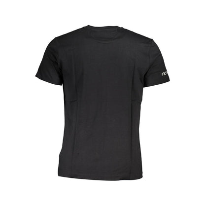 La Martina Black Cotton Men T-Shirt, back view showcasing sleek design and logo accent.