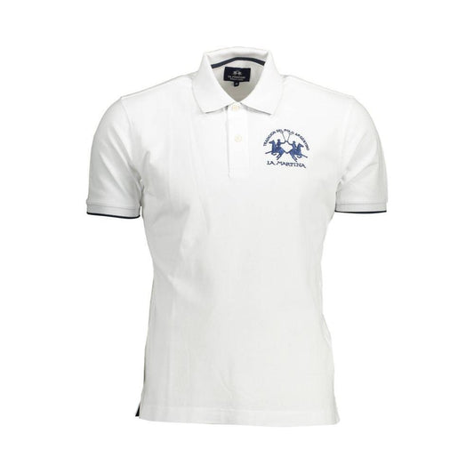 La Martina Elegant Short-Sleeved White Polo for Men LA-26389-M