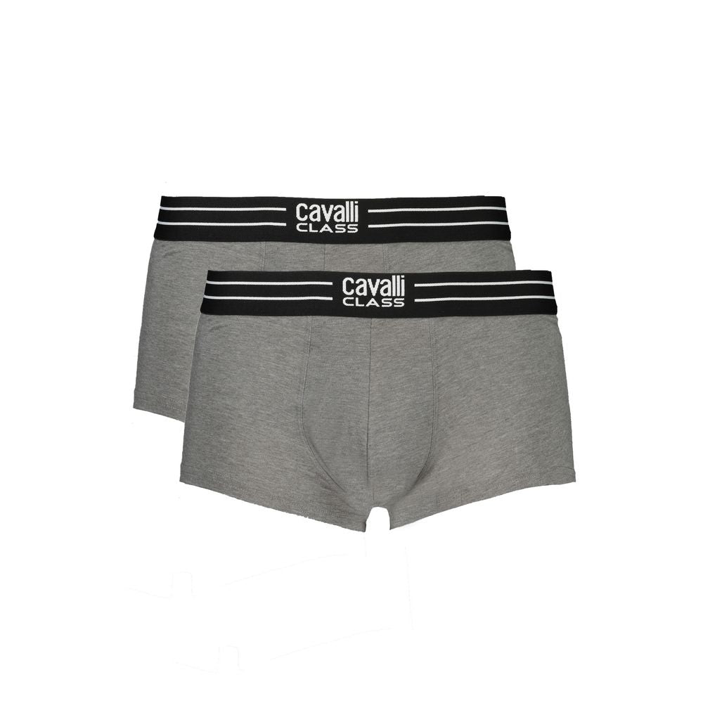 Cavalli Class Brown Cotton Men Boxer with iconic elastic waistband and premium comfort fit.