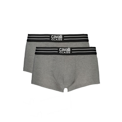 Cavalli Class Brown Cotton Men Boxer with iconic elastic waistband and premium comfort fit.