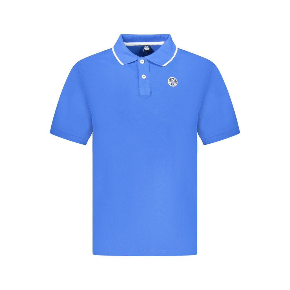 North Sails Blue Cotton Men Polo Shirt with logo and contrasting details, perfect for sophisticated style and comfort.