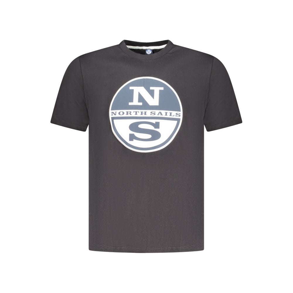 North Sails Black Cotton Men T-Shirt with print and logo on a simple black background