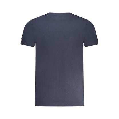 Back view of Pepe Jeans Blue Cotton Men T-Shirt, slim fit, with crew neck and iconic logo, made of 95% cotton and 5% elastane for comfort.