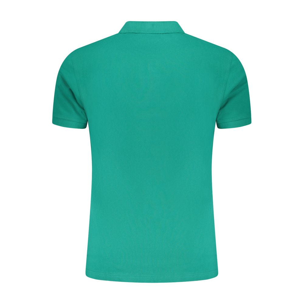 Back view of Cavalli Class Green Cotton Men Polo Shirt