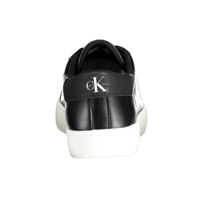 Back view of Blauer Black Leather Men Sneaker with CK logo, featuring stylish design and contrasting details for fashion-forward individuals.
